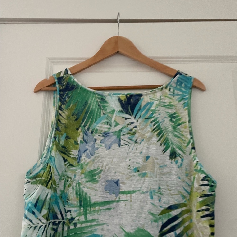 J. Jill Love Linen Tropical Palm Print Tank Top - Picture 8 of 9